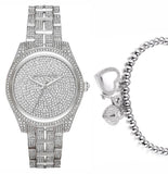 Michael Kors Lauryn Analog Crystals Silver Dial Silver Steel Strap Watch For Women - MK3717 Authentic Buy Shop Now