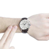 Guess Exec Chronograph White Dial Brown Leather Strap Watch For Men - W0076G2 Authentic Buy Shop Now