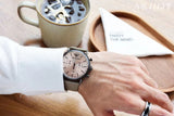 Emporio Armani Aviator Chronograph Quartz Grey Dial Beige Leather Strap Watch For Men - AR11107 Authentic Buy Shop Now