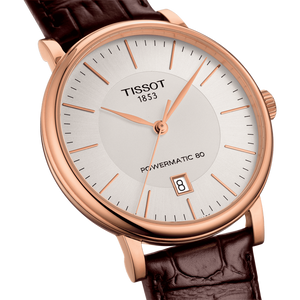 Tissot Carson Premium Powermatic 80 White Dial Brown Leather Strap Watch For Men - T122.407.36.031.00 Authentic Buy Shop Now