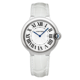 Cartier Ballon Bleu de Cartier Silver Dial White Leather Strap Watch for Women - W6920087 Authentic Buy Shop Now