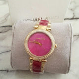 Michael Kors Parker Pink Mother of Pearl Dial Two Tone Steel Strap Watch for Women - MK6490 Authentic Buy Shop Now