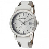 Burberry The City Silver Dial White Leather Strap Watch for Women - BU9019 Authentic Buy Shop Now