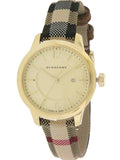 Burberry Classic Champagne Gold Dial Horseferry Leather Strap Watch for Women - BU10104 Authentic Buy Shop Now