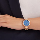 Swarovski Daytime Glittering Blue Dial Rose Gold Steel Strap Watch for Women - 5182277 Authentic Buy Shop Now