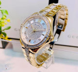 Bulova Crystal Collection Silver Crystal Dial Gold Steel Strap Watch for Women - 98L228 Authentic Buy Shop Now
