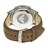 Emporio Armani Classic Chronograph Silver Dial Brown Leather Strap Watch For Men - AR2471 Authentic Buy Shop Now