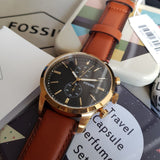 Fossil Townsman Chronograph Black Dial Brown Leather Strap Watch for Men - FS5338 Authentic Buy Shop Now