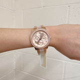 Michael Kors Tibby Chronograph Crystals Rose Gold Dial Rose Gold Steel Strap Watch For Women - MK6826 Authentic Buy Shop Now