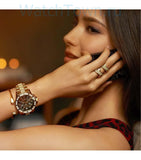 Michael Kors Everest Chronograph Black Dial Rose Gold Steel Strap Watch For Women - MK5875 Authentic Buy Shop Now