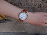 Fossil Boyfriend Chronograph White Dial Brown Leather Strap Watch for Women - ES3837 Authentic Buy Shop Now