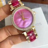 Michael Kors Parker Pink Mother of Pearl Dial Two Tone Steel Strap Watch for Women - MK6490 Authentic Buy Shop Now