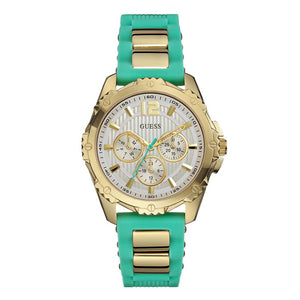 Guess Intrepid 2 Silver Dial Two Tone Rubber Strap Watch For Women - W0325L4 Authentic Buy Shop Now