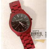Michael Kors Slim Runway Quartz Black Dial Red Steel Strap Watch for Men - MK8712 Authentic Buy Shop Now