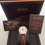 Mido Baroncelli III Automatic Silver Dial Brown Leather Strap Watch For Men - M8600.2.21.8 Authentic Buy Shop Now