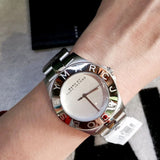 Marc Jacobs Blade Chronograph Silver Dial Silver Steel Strap Watch for Women - MBM3125 Authentic Buy Shop Now