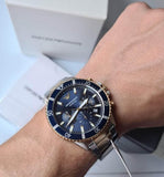 Emporio Armani Mario Chronograph Blue Dial Two Tone Steel Strap Watch For Men - AR11362 Authentic Buy Shop Now