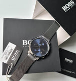 Hugo Boss Skymaster Chronograph Grey Dial Grey Mesh Bracelet Watch for Men - 1513934 Authentic Buy Shop Now