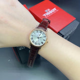 Tissot T Classic Carson Premium White Dial Brown Leather Strap Watch for Women - T122.207.36.033.00 Authentic Buy Shop Now