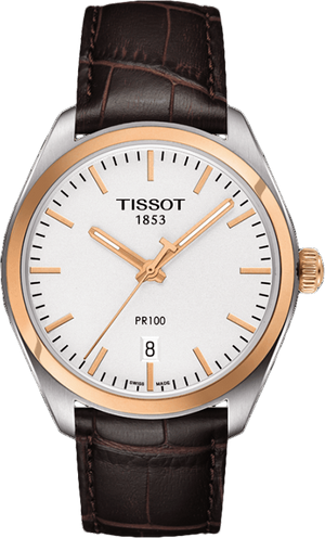 Tissot T Classic PR 100 Quartz White Dial Brown Leather Strap Watch for Men - T101.410.26.031.00 Authentic Buy Shop Now