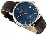 Hugo Boss Corporal Blue Dial Brown Leather Strap Watch for Men - 151363 Authentic Buy Shop Now