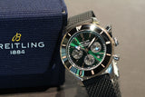 Breitling Superocean Heritage B01 Chronograph 44 Limited Edition Green Dial Black Mesh Bracelet Watch for Women - UB01622A1L1S1 Authentic Buy Shop Now