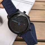 Emporio Armani Luigi Chronograph Black Dial Blue Rubber Strap Watch For Men - AR11023 Authentic Buy Shop Now