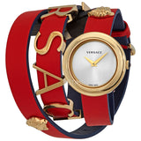 Versace V-Flare Quartz Silver Dial Red Leather Strap Watch for Women - VEBN00418 Authentic Buy Shop Now