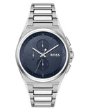 Hugo Boss Steer Chronograph Blue Dial Silver Steel Strap Watch For Men - 1514048 Authentic Buy Shop Now