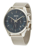Hugo Boss Gregor Chronograph Blue Dial Silver Mesh Bracelet Watch For Men - 1514052 Authentic Buy Shop Now