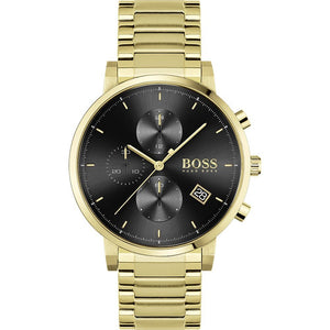 Hugo Boss Integrity Chronograph Grey Dial Gold Steel Strap Watch for Men - 1513781 Authentic Buy Shop Now