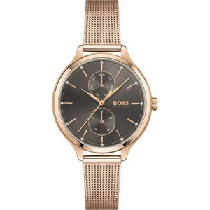 Hugo Boss Symphony Grey Dial Gold Mesh Bracelet Watch for Women - 1502424 Authentic Buy Shop Now