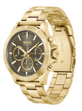 Hugo Boss Troper Chronograph Green Dial Gold Steel Strap Watch For Men - 1514059 Authentic Buy Shop Now