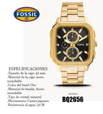 Fossil Inscription Multifunction Black Dial Gold Steel Strap Watch for Men - BQ2656 Authentic Buy Shop Now