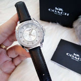 Coach Boyfriend Silver Dial Black Leather Strap Watch for Women - 14503152 Authentic Buy Shop Now