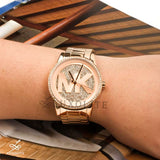 Michael Kors Ritz Analog Crystals Silver Dial Rose Gold Steel Strap Watch for Women - MK6863 Authentic Buy Shop Now
