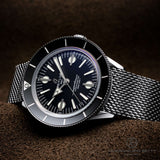 Breitling Superocean Heritage '57 Black Dial Silver Mesh Bracelet Watch for Men - A10370121B1A1 Authentic Buy Shop Now