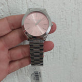 Michael Kors Slim Runway Quartz Pink Dial Silver Steel Strap Watch For Women - MK3380 Authentic Buy Shop Now