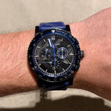 Burberry The City Sport Chronograph Black Dial Blue Rubber Strap Watch For Men - BU9807 Authentic Buy Shop Now