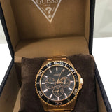 Guess Chaser Chronograph Black Dial Gold Steel Strap Watch for Men - W0170G2 Authentic Buy Shop Now