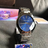 Michael Kors Slim Runway Quartz Blue Dial Silver Steel Strap Watch For Women - MK3379 Authentic Buy Shop Now