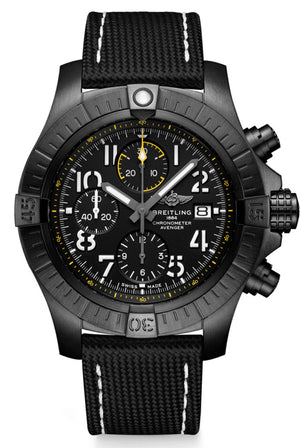 Breitling Avenger Chronograph 45mm Night Mission Black Dial Black Nylon Strap Watch for Men - V13317101B1X1 Authentic Buy Shop Now
