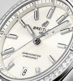 Breitling Chronomat Automatic 36 Diamonds White Dial Silver Steel Strap Watch for Women - A10380591A1A1 Authentic Buy Shop Now