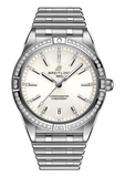 Breitling Chronomat Automatic 36 Diamonds White Dial Silver Steel Strap Watch for Women - A10380591A1A1 Authentic Buy Shop Now