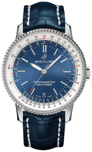 Breitling Navitimer Automatic 38mm Blue Dial Blue Leather Strap Mens Watch - A17325211C1P1 Authentic Buy Shop Now
