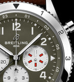 Breitling Super Avi B04 Chronograph GMT 46 Curtiss Warhawk Green Dial Brown Leather Strap Watch for Men - AB04452A1L1X1 Authentic Buy Shop Now