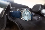 Breitling Super Chronomat Automatic 38 Diamonds Blue Dial Blue Rubber Strap Watch for Women - A17356531C1S1 Authentic Buy Shop Now