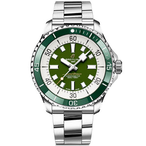 Breitling Superocean Automatic 44mm Navy Green Dial Green Rubber Strap Watch for Men - A17376A31L1A1 Authentic Buy Shop Now