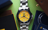 Breitling Superocean II Automatic 44mm Yellow Dial Silver Steel Strap Watch for Men - A17367021I1A1 Authentic Buy Shop Now