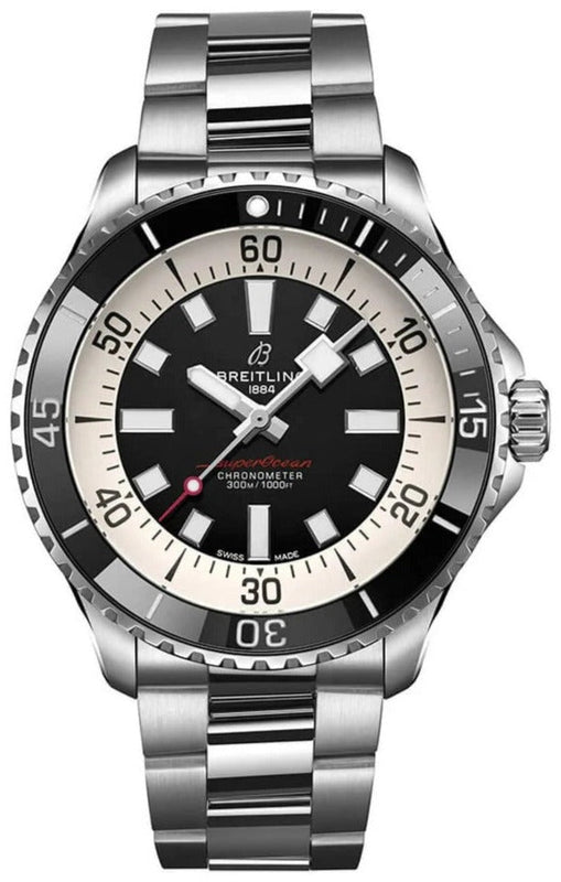 Breitling Superocean Automatic 44mm Black Dial Silver Steel Strap Watch for for Men - A17376211B1A1 Authentic Buy Shop Now